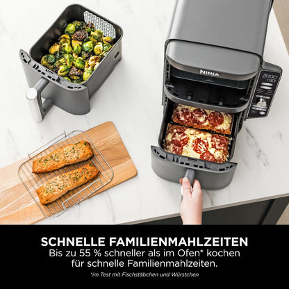 Ninja Double Stack XL Heißluftfritteuse, 9,5 L, 6 Kochfunktionen, Grau