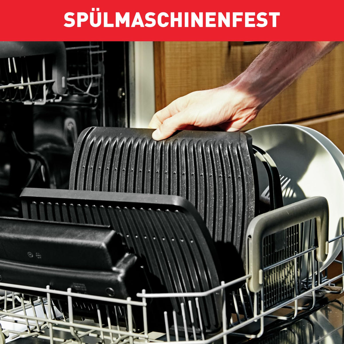 Tefal OptiGrill Kontaktgrill – Elektrogrill mit 6 automatischen Programmen, Garstufenanzeige und automatischer Temperaturanpassung, Auftau- und Manueller Modus, abnehmbare antihaftbeschichtete Platten