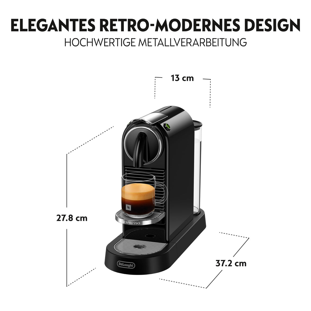 NESPRESSO DE’LONGHI CitiZ Schwarz Original Kapselmaschine EN167.B