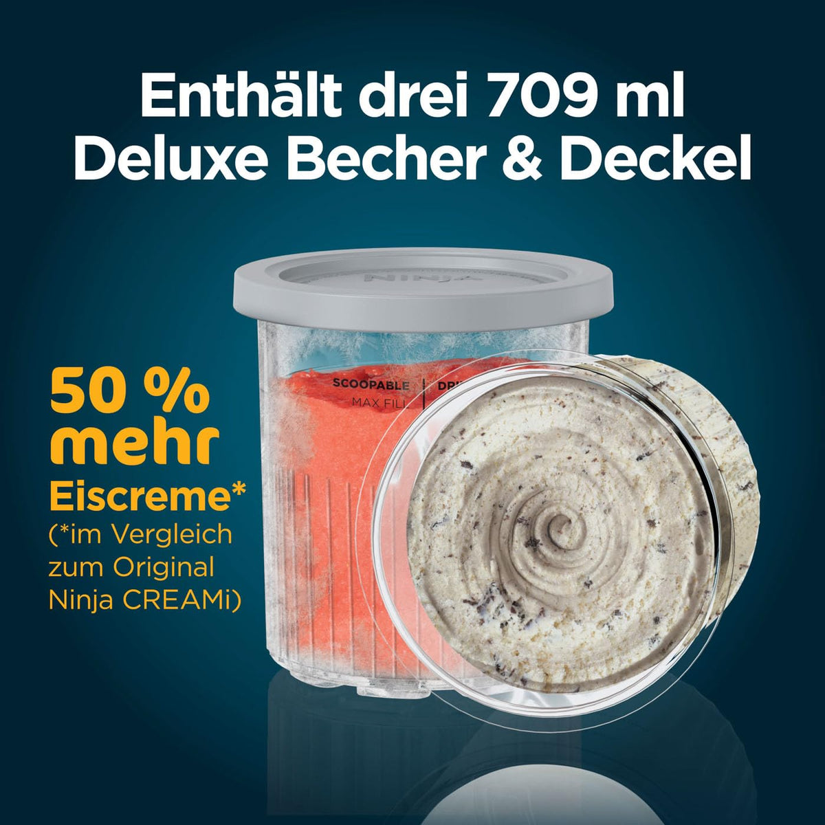 Ninja CREAMi Deluxe Eis- & Eisgetränkmaschine, 2 Becher, Silber
