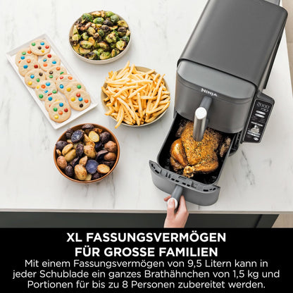 Ninja Double Stack XL Heißluftfritteuse, 9,5 L, 6 Kochfunktionen, Grau