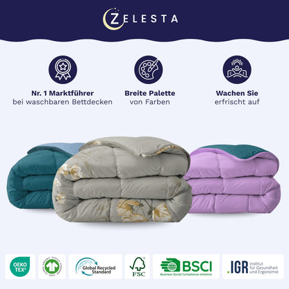 Zelesta Royalbed 135x200 cm 4 Jahreszeiten Decke ohne Bezug – 2-in-1 mit festem Bezug, waschbar & trocknergeeignet, hypoallergen, atmungsaktiv, temperaturregulierend