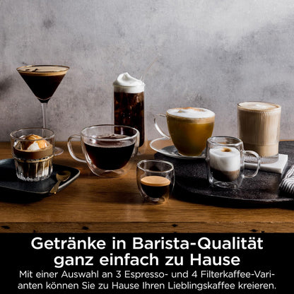 Ninja Luxe Premier 3-in-1-Kaffeemaschine mit Mahlwerk & Aufschäumer, Silber