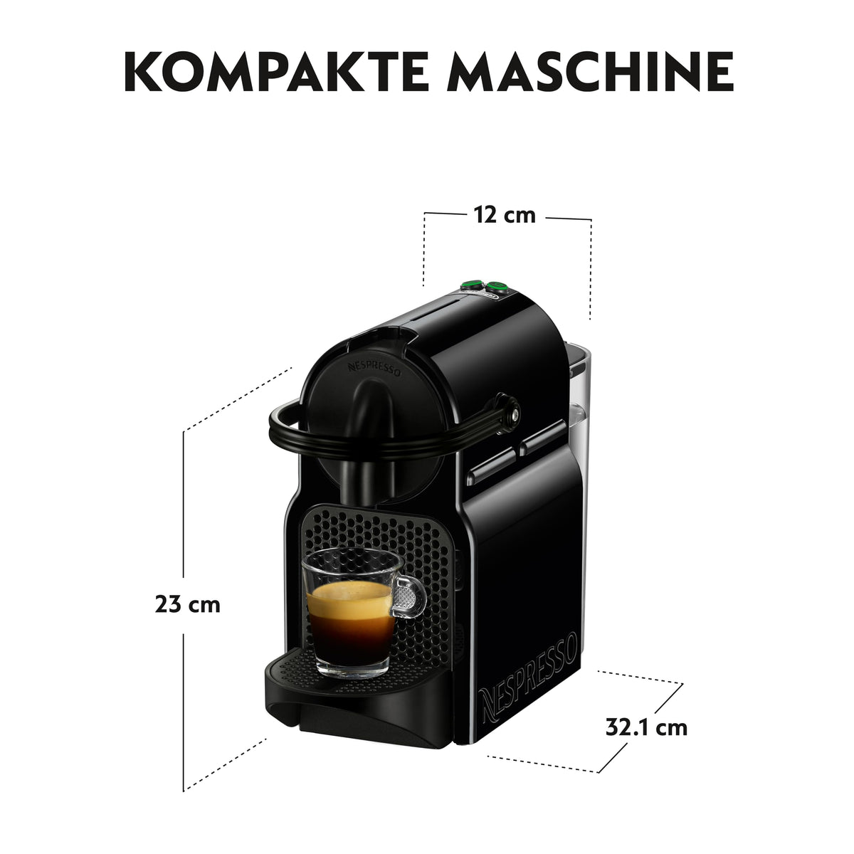 NESPRESSO DE’LONGHI Inissia Schwarz Original Kapselmaschine EN80.B