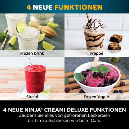 Ninja CREAMi Deluxe Eis- & Eisgetränkmaschine, 2 Becher, Silber
