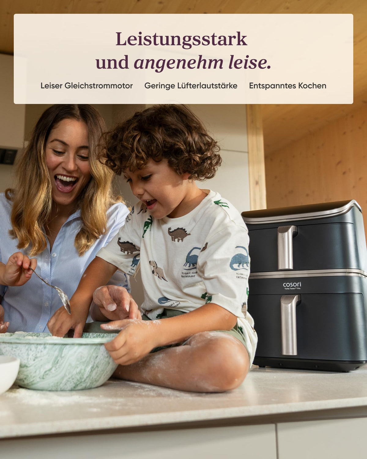 COSORI Turbo Tower Pro Smart Airfryer, 10,8L Keramikbeschichtung Heißluftfritteuse, DualBlaze-Technologie und WLAN-Steuerung, Silbergrau, Grau Silber
