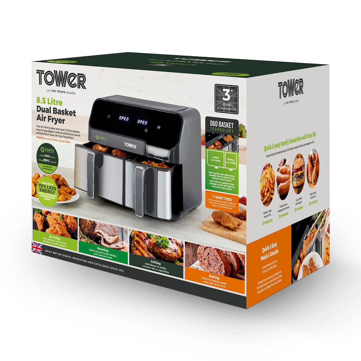 Tower Vortx 5.2L and 3.3L Eco Dual Drawer Air Fryer