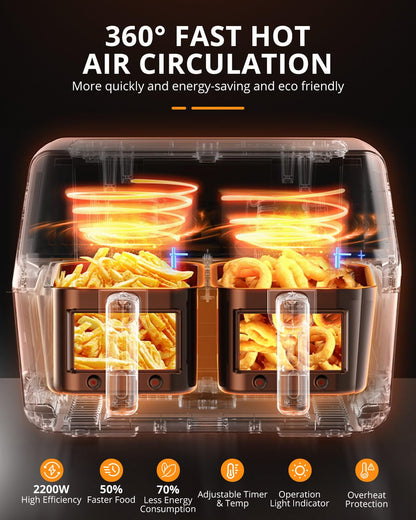 JR JUMIAR Doppel Zone Digital Heißluftfritteuse 9 L