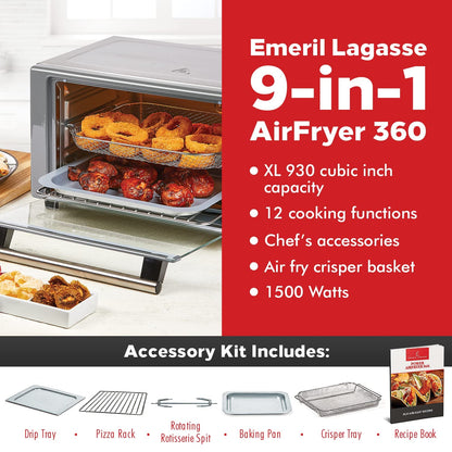Emeril Lagasse Everyday 360 Air Fryer Oven, 9-in-1 Countertop Oven