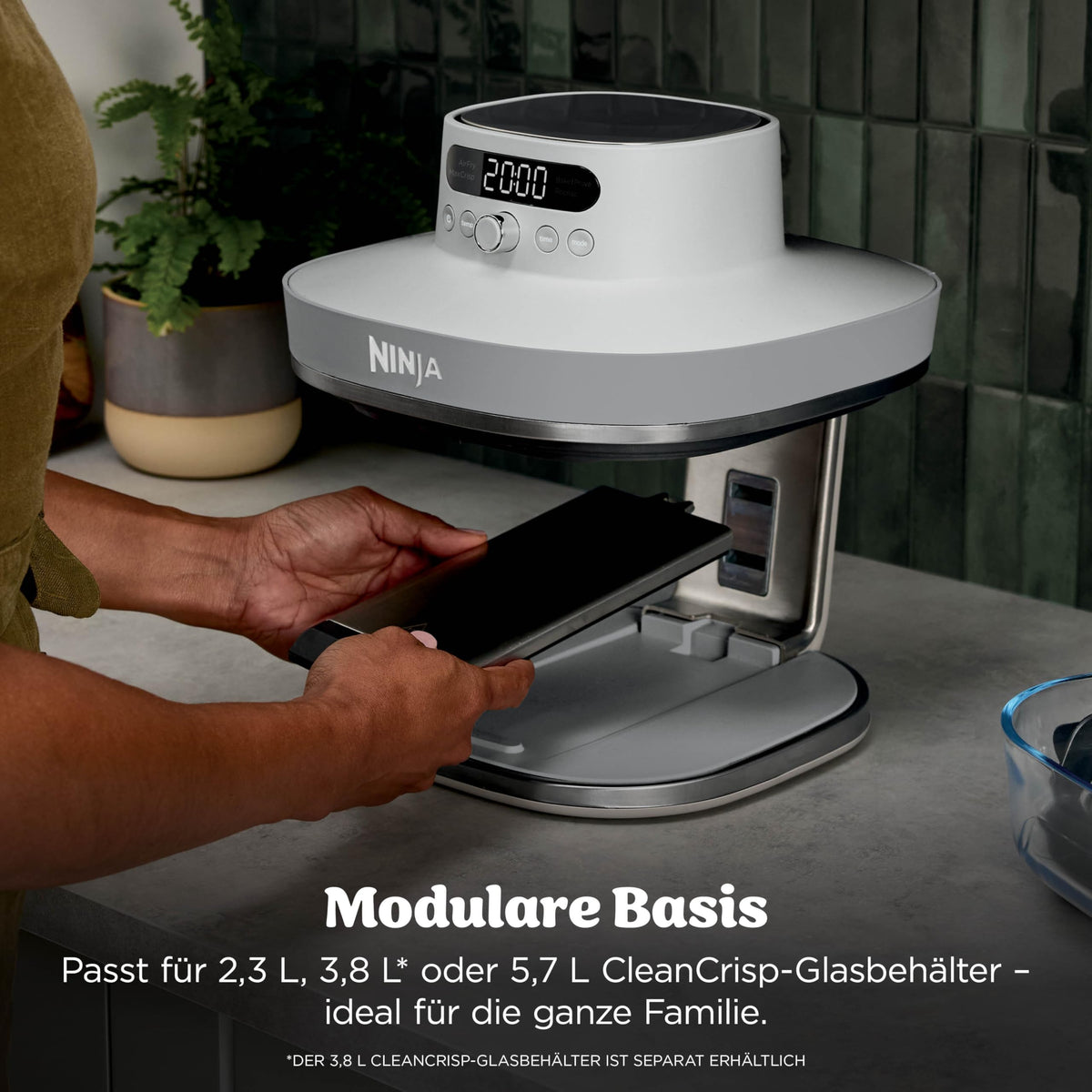 Ninja CRISPi PRO XL Glas-Heißluftfritteuse (Air-Fryer), Weiß AS090EUWH