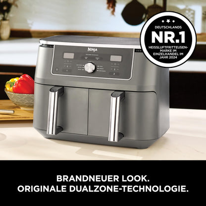 Ninja Dual Zone Digital Hot Air Fryer, 9.5L, 6-in-1, Metallic Grey