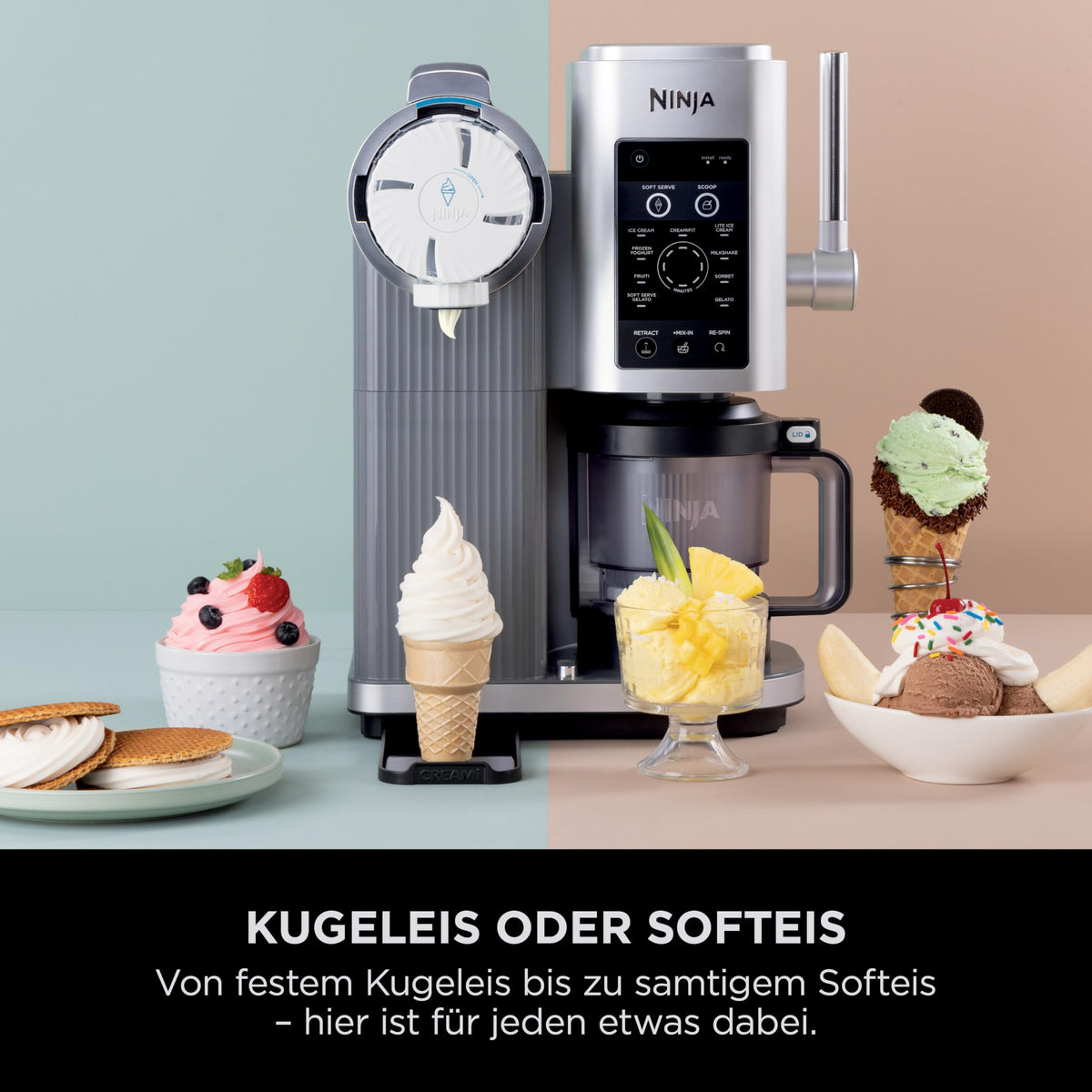 Ninja CREAMi Scoop & Swirl Eismaschine, 13 Funktionen, Platinsilber