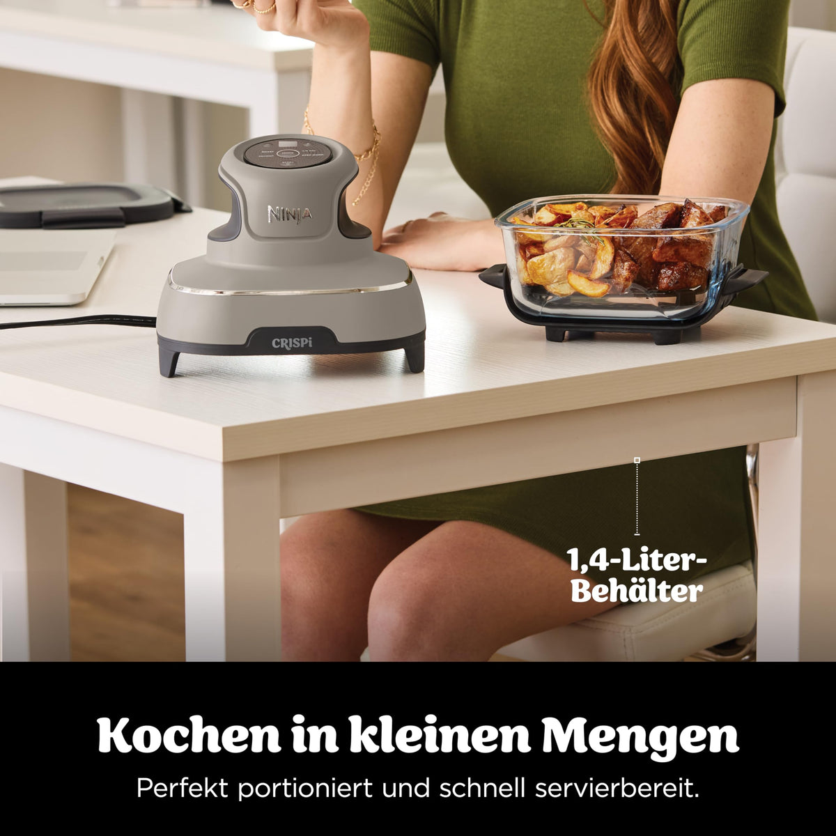 NINJA Heißluftfritteuse "CRISPi PRO 7-in-1 Glas-Air-Fryer Beige AS101EULG