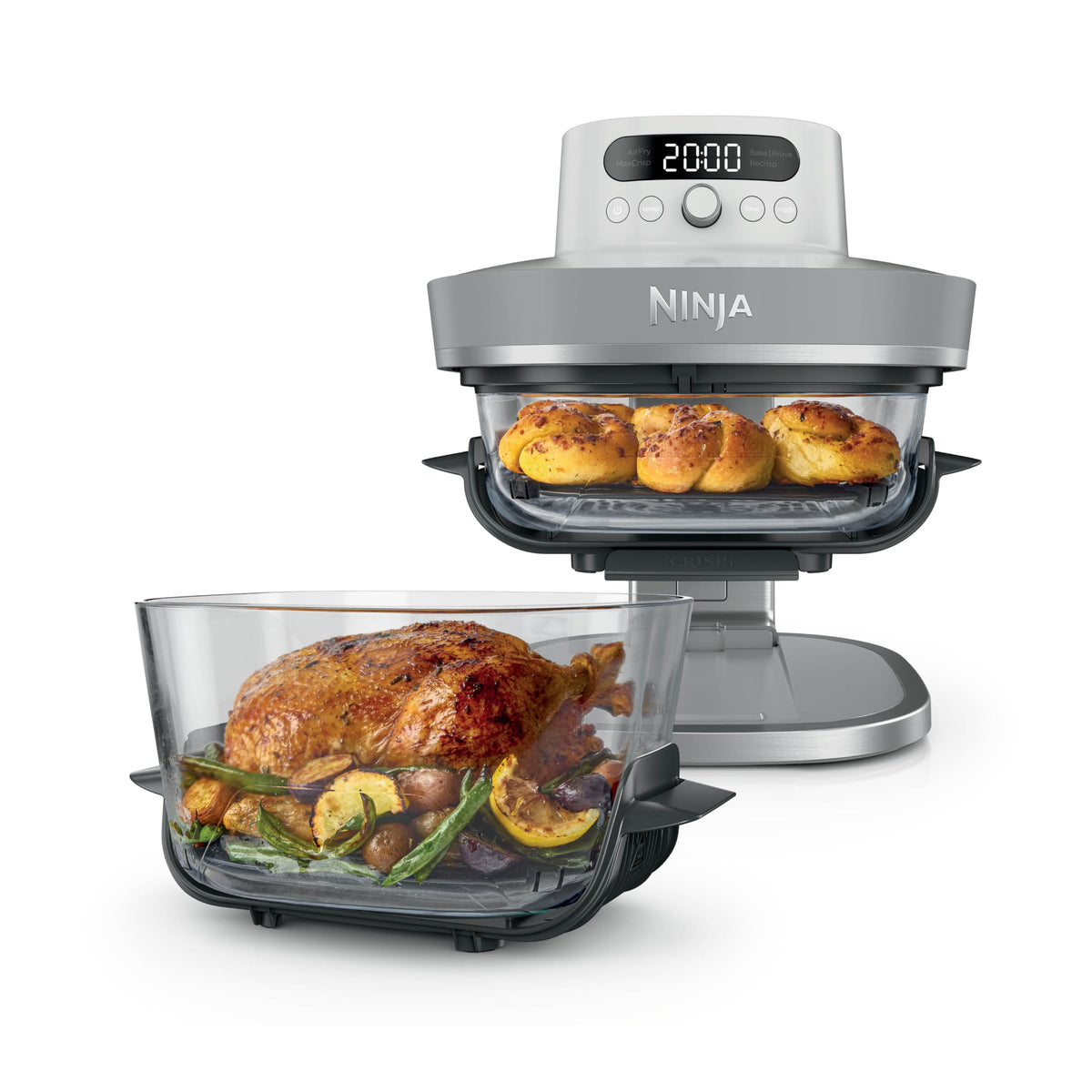 Ninja CRISPi PRO XL Glas-Heißluftfritteuse (Air-Fryer), Weiß AS090EUWH