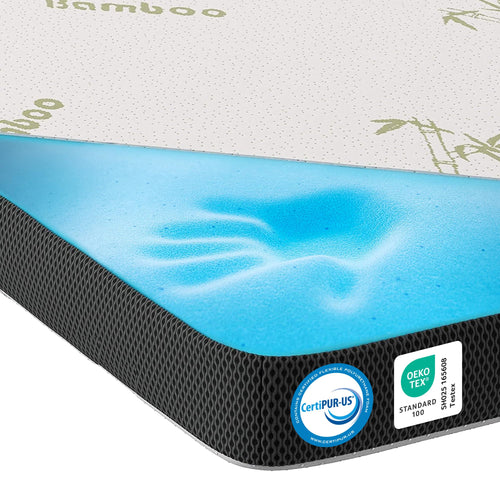 MKS.® Gel Topper 90x200 cm, H3 Matratzentopper mit 7 cm Gel-Memory-Schaum, KomfortKissen Matratzenauflage mit 3D-Luftstrom, Viskoelastische Matratzenauflagen mit abnehmbarem Bambusbezug
