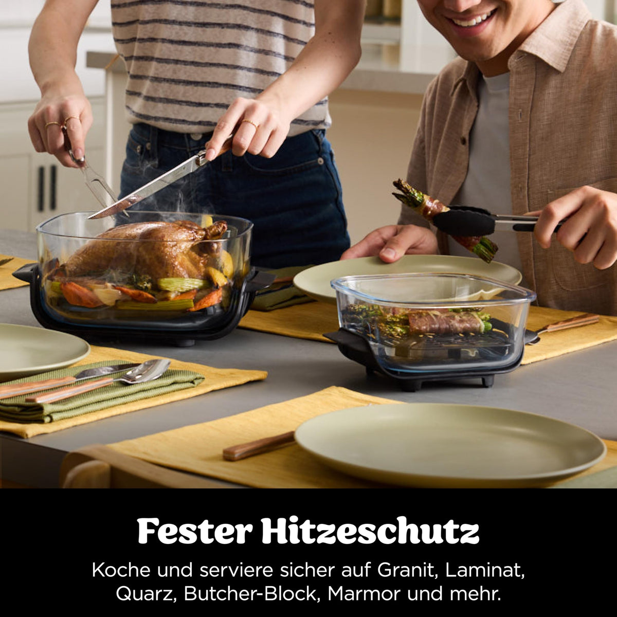 NINJA Heißluftfritteuse "CRISPi PRO 7-in-1 Glas-Air-Fryer Beige AS101EULG