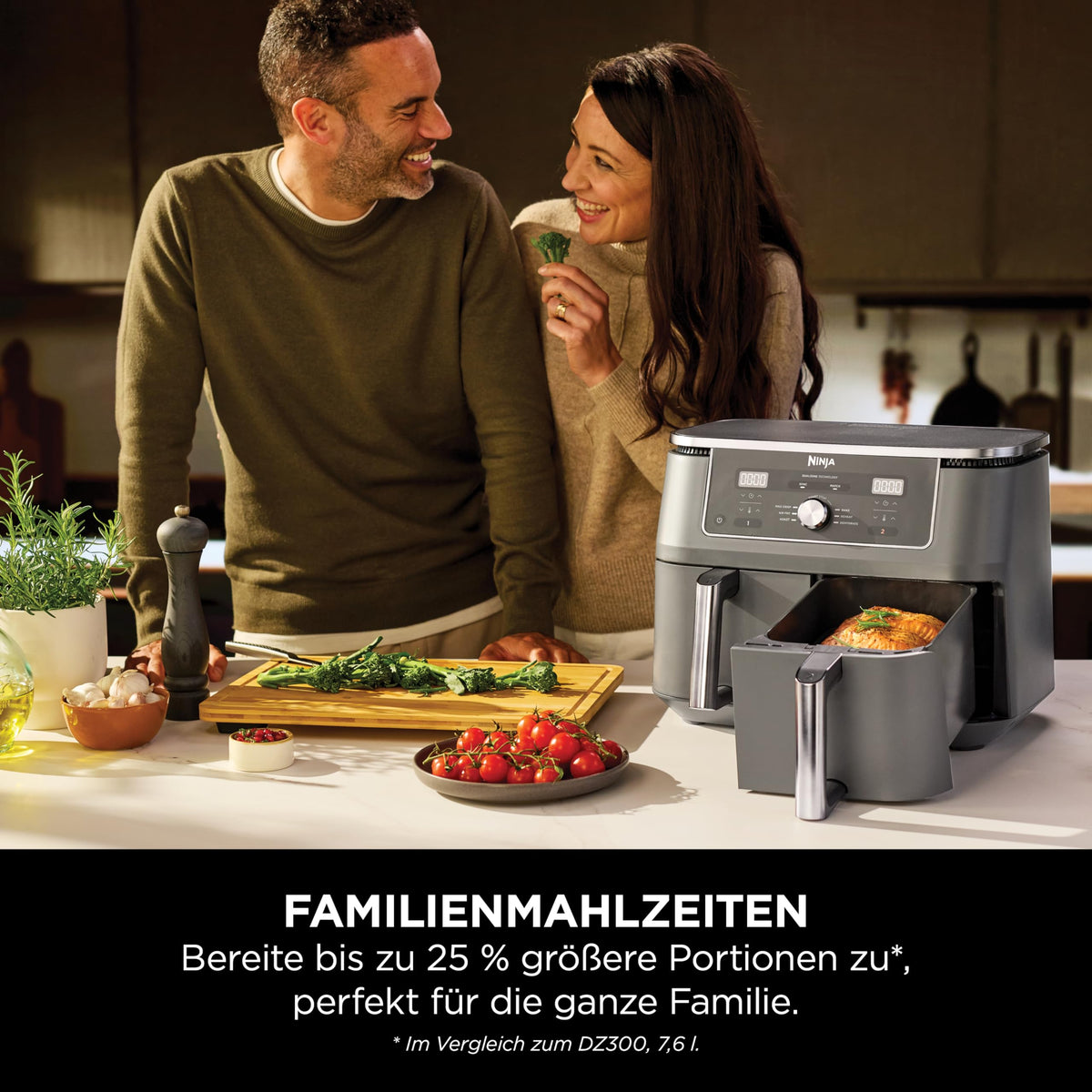 Ninja Dual Zone Digital Hot Air Fryer, 9.5L, 6-in-1, Metallic Grey