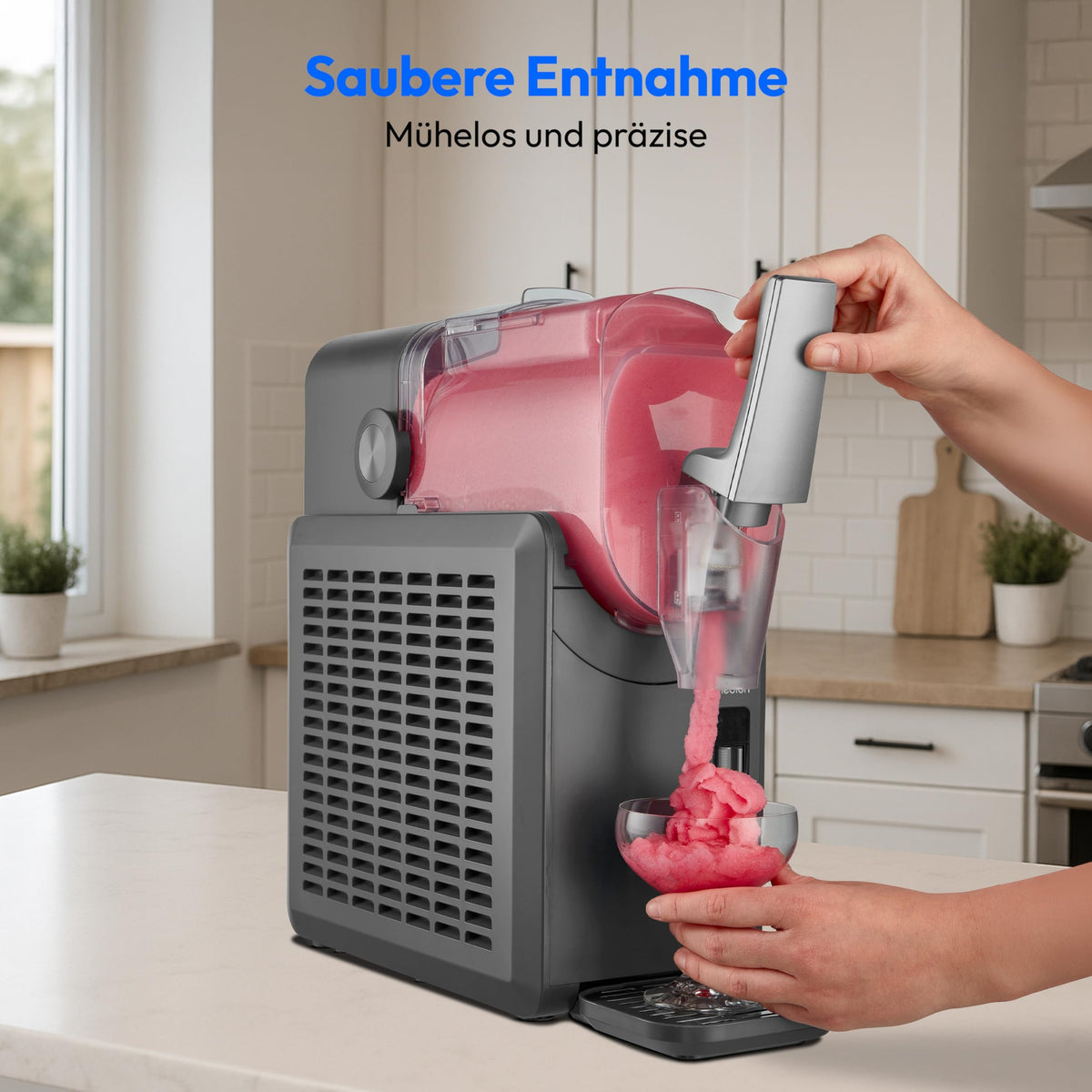 MEDION Slush Maschine (2,6 Liter Slush-Eis Kapazität, 1,9 Liter Fassungsvermögen, Slush Ice Maker für Getränke, 5 Getränkemodi, 30-60 Minuten Zubereitungszeit, Kompressor, Slush Eis Maschine, MD12090)
