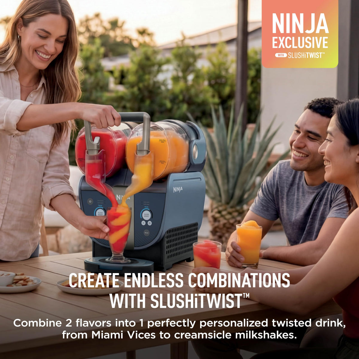 Ninja SLUSHi Twist Smart Frozen Drink Maker with Dual SlushAssist, FS701BL