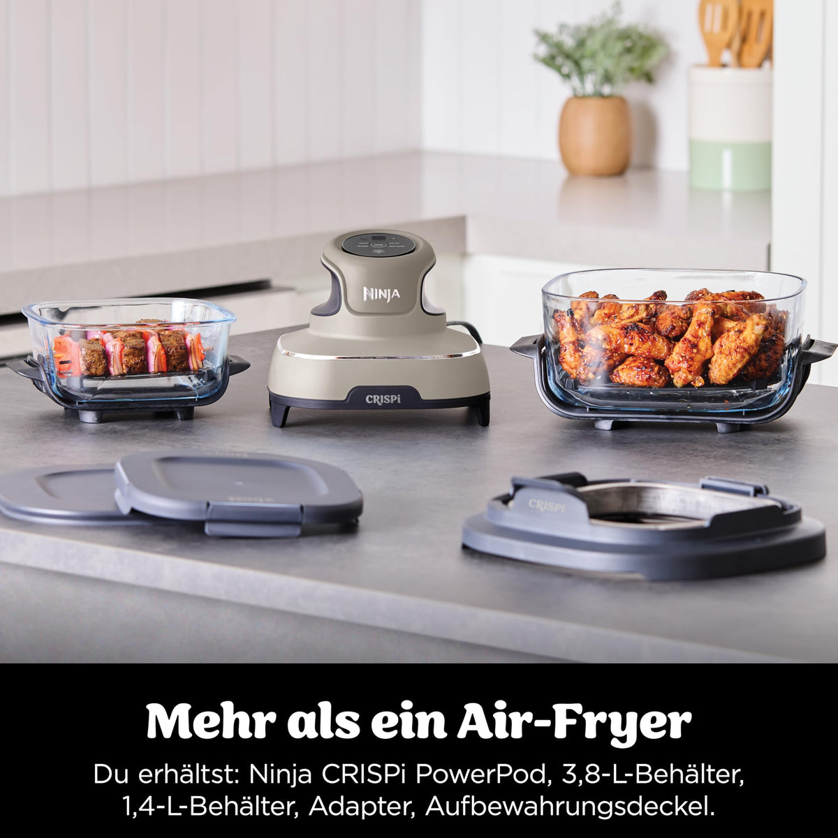 NINJA Heißluftfritteuse "CRISPi PRO 7-in-1 Glas-Air-Fryer Beige AS101EULG