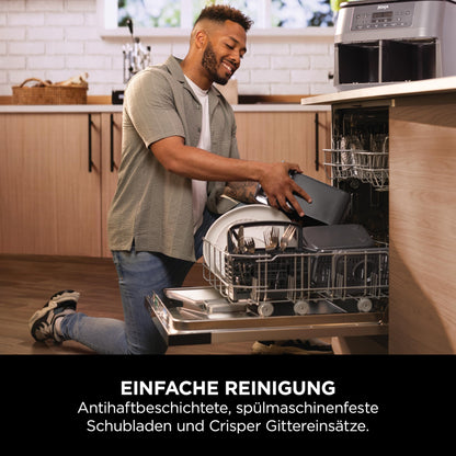 Ninja Dual Zone digitale Heißluftfritteuse, 7,6 L, 6-in-1, Metallic Grau