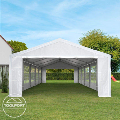TOOLPORT Partyzelt Pavillon 3x6 m in weiß PE Plane 350 N Wasserdicht UV Schutz Festzelt Gartenzelt