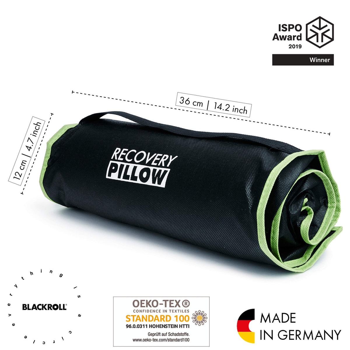 BLACKROLL  Recovery Pillow (50 x 30 cm), Kopfkissen für erholsamen Schlaf, ergonomisches Kissen mit Travel Bag für Reisen, Nackenkissen aus Viscose Memory Schaum, Made in Germany