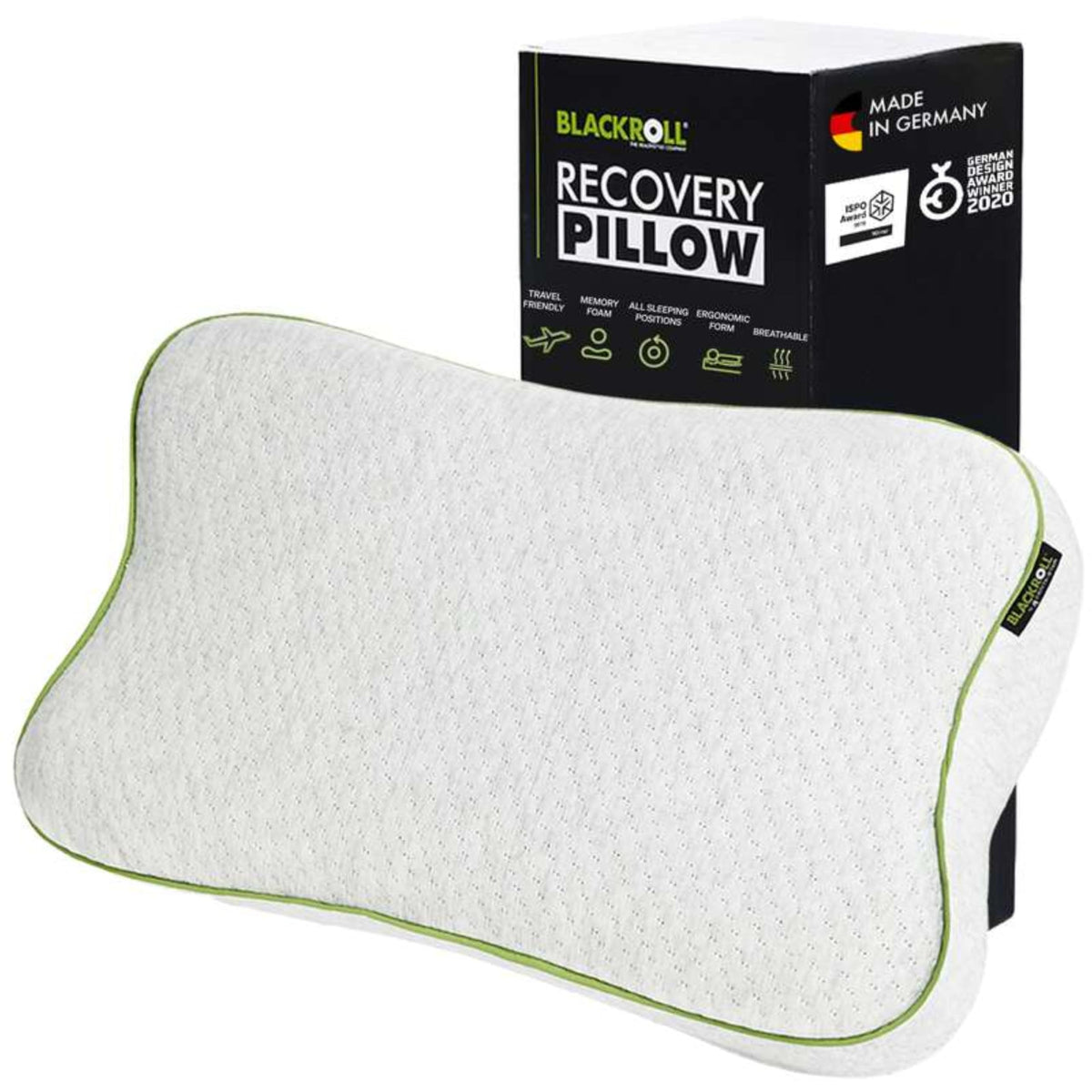 BLACKROLL  Recovery Pillow (50 x 30 cm), Kopfkissen für erholsamen Schlaf, ergonomisches Kissen mit Travel Bag für Reisen, Nackenkissen aus Viscose Memory Schaum, Made in Germany