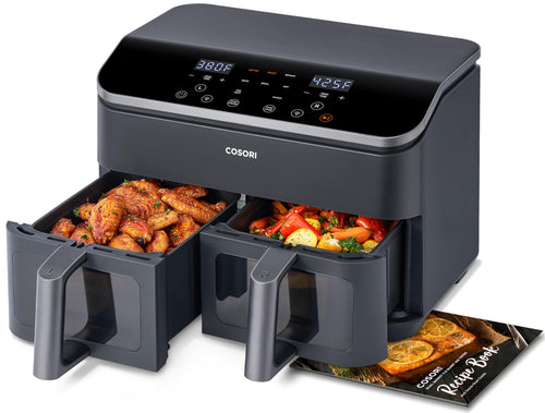Cosori Dual Air Fryer, 9QT, 10-in-1,Sync Cook & Finish, Max 450°F