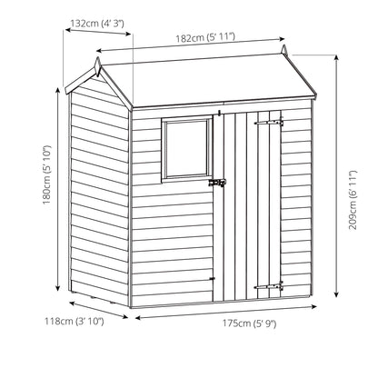Mercia 6 x 4 Ft Overlap Reverse Apex Shed