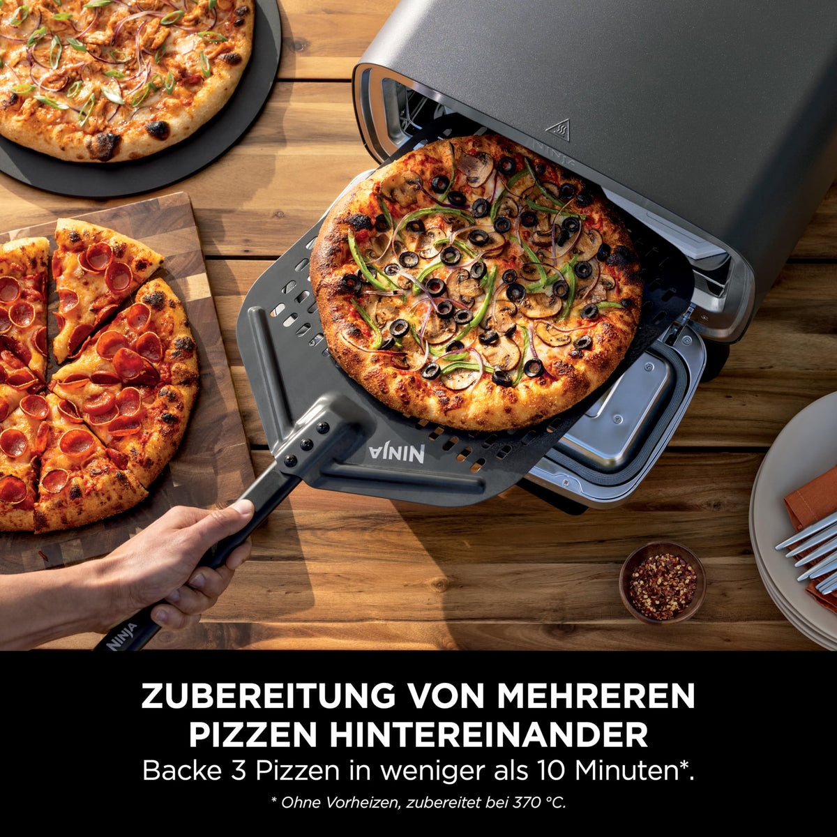 Ninja Artisan Outdoor-Pizzaofen & Heißluftfritteuse, 4 Funktionen, Grau