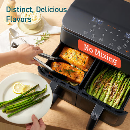 Cosori Dual Air Fryer, 9QT, 10-in-1,Sync Cook & Finish, Max 450°F
