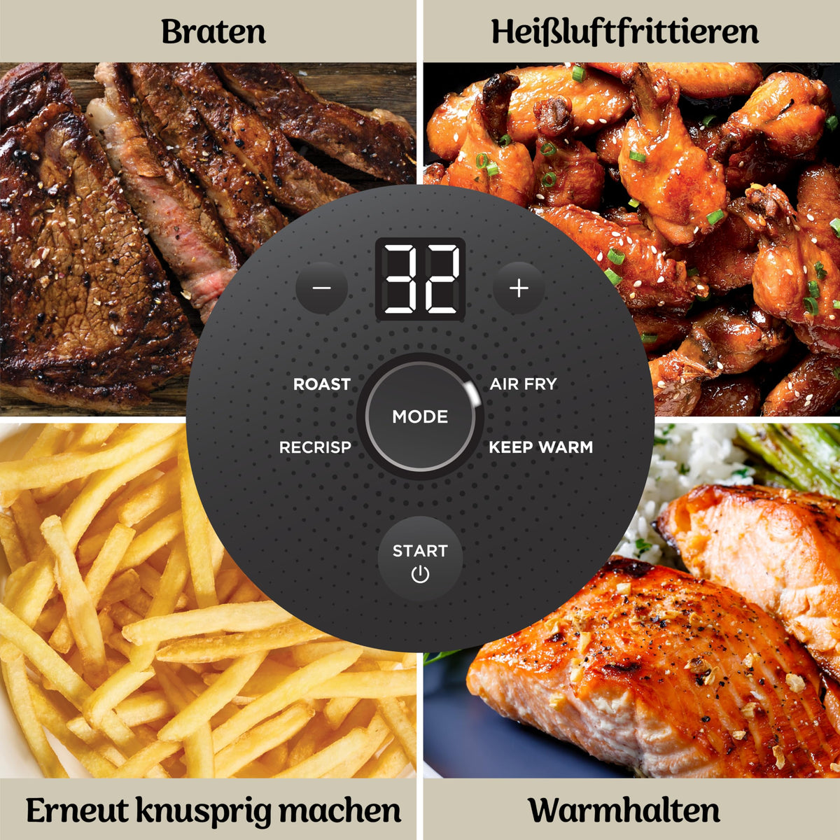 NINJA Heißluftfritteuse "CRISPi PRO 7-in-1 Glas-Air-Fryer Beige AS101EULG