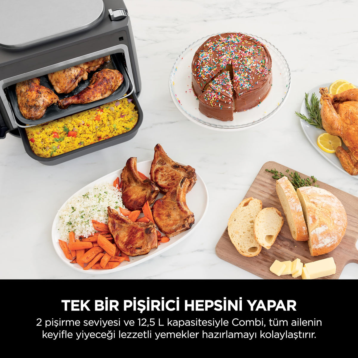 Ninja 12-in-1 Multi-Cooker Combi, Oven & Fryer, 12 Cooking Functions, Family Size Meal in 15 Minutes*, with Baking Tray, Pan and Recipe Guide, Grey, SFP700EU.