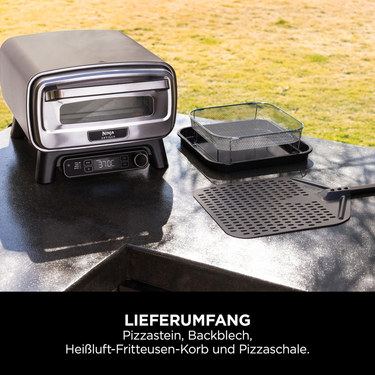 Ninja Artisan Outdoor-Pizzaofen & Heißluftfritteuse, 4 Funktionen, Grau
