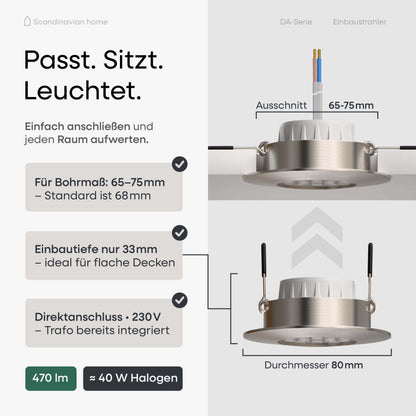 LED Einbaustrahler Dimmbar Aluminium I DA-Serie
