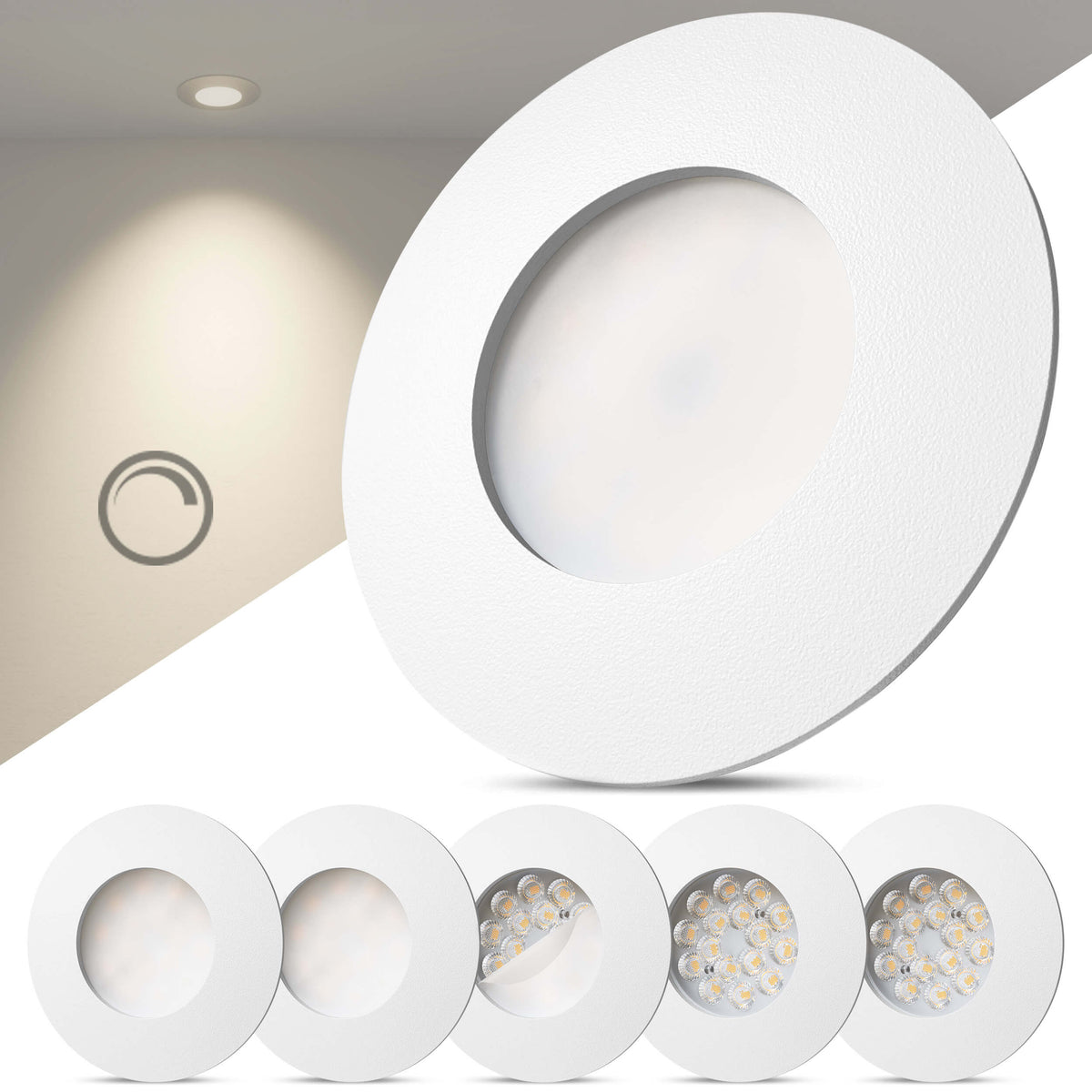 LED Einbaustrahler Dimmbar Weiß-Matt I DA-Serie
