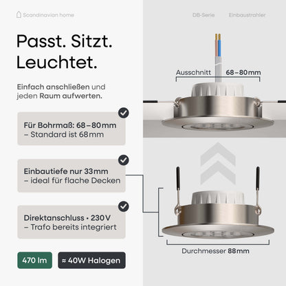 LED Einbaustrahler Dimmbar Schwenkbar Aluminium I DB-Serie