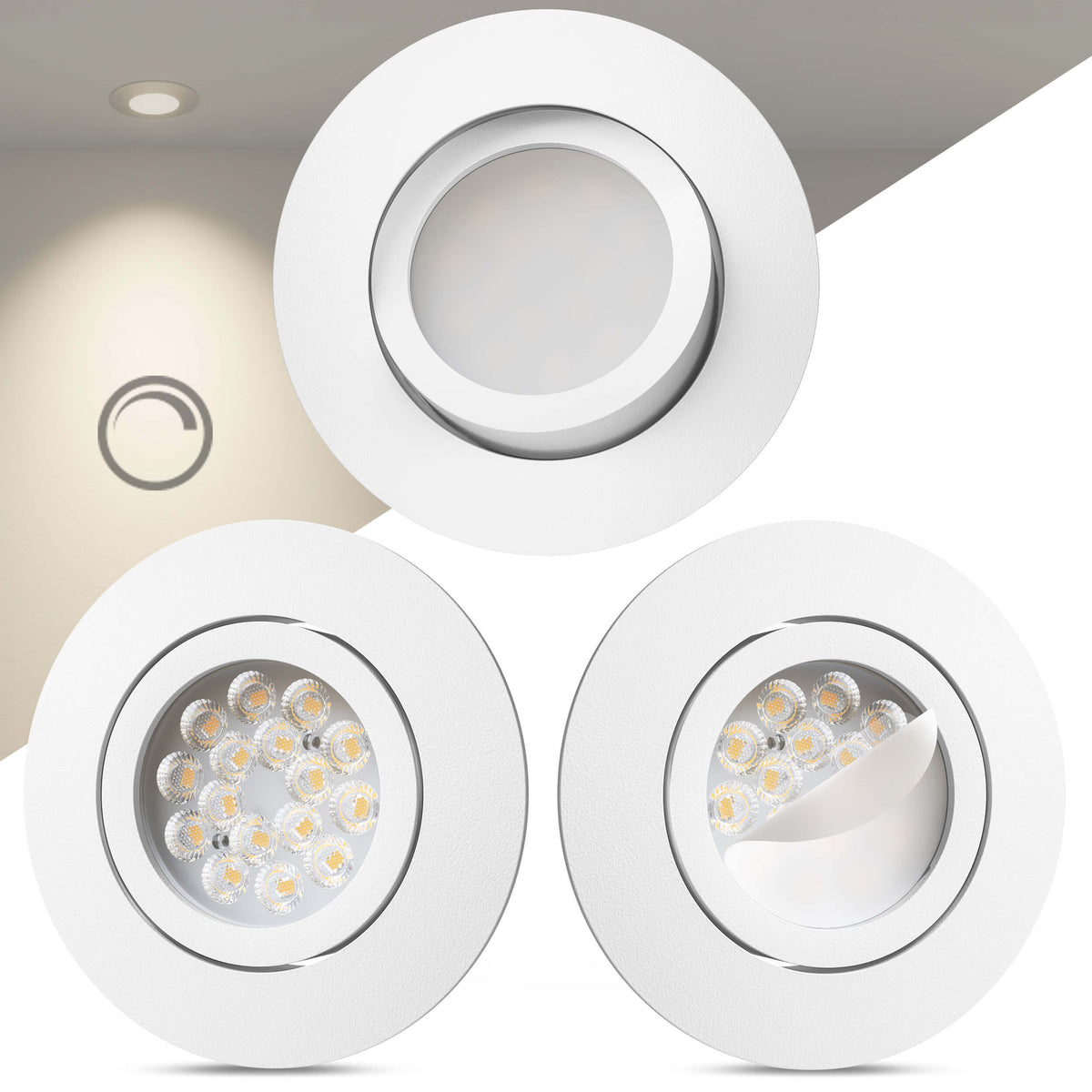 LED Einbaustrahler Dimmbar Schwenkbar Weiß-Matt I DB-Serie